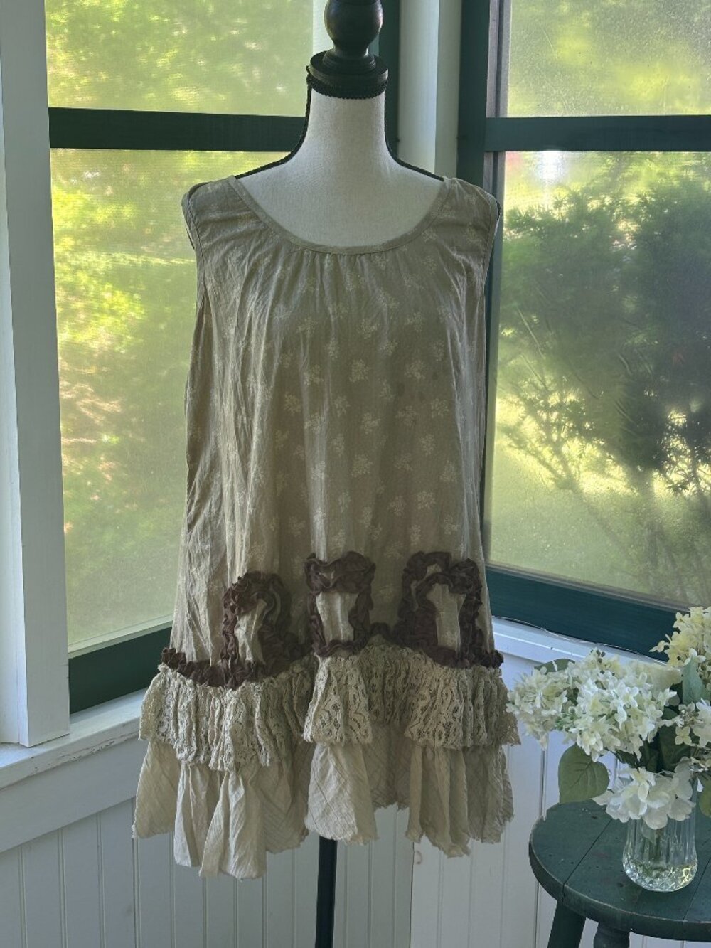 Indigo Thread Co Boho Dresses Cottagecore Lace Ruffle Dress Sz M NWT